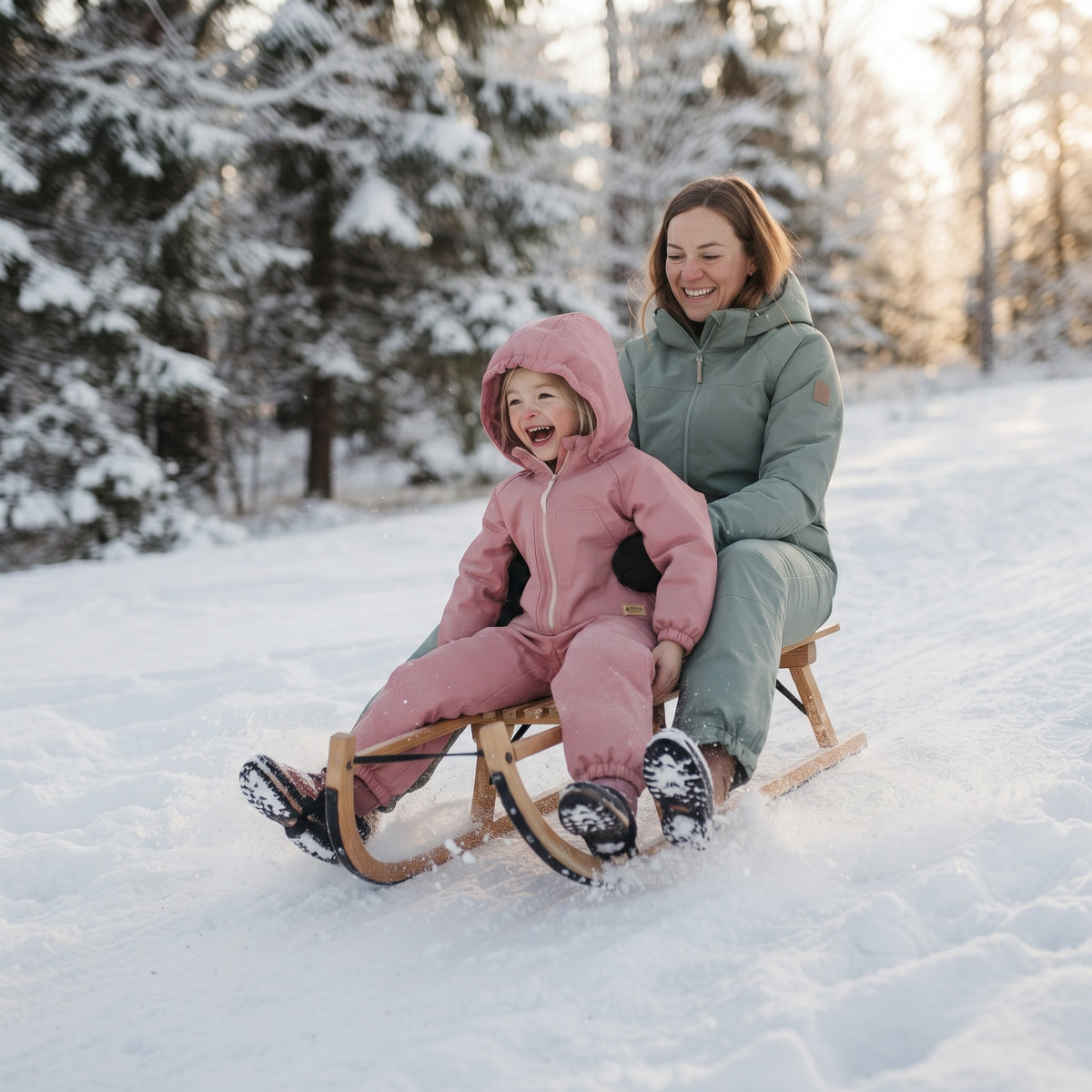Monkey Mum® Tuta softshell invernale per bambini con interno in pile teddy - Pecorella rosa - tag. 98/104, 110/116