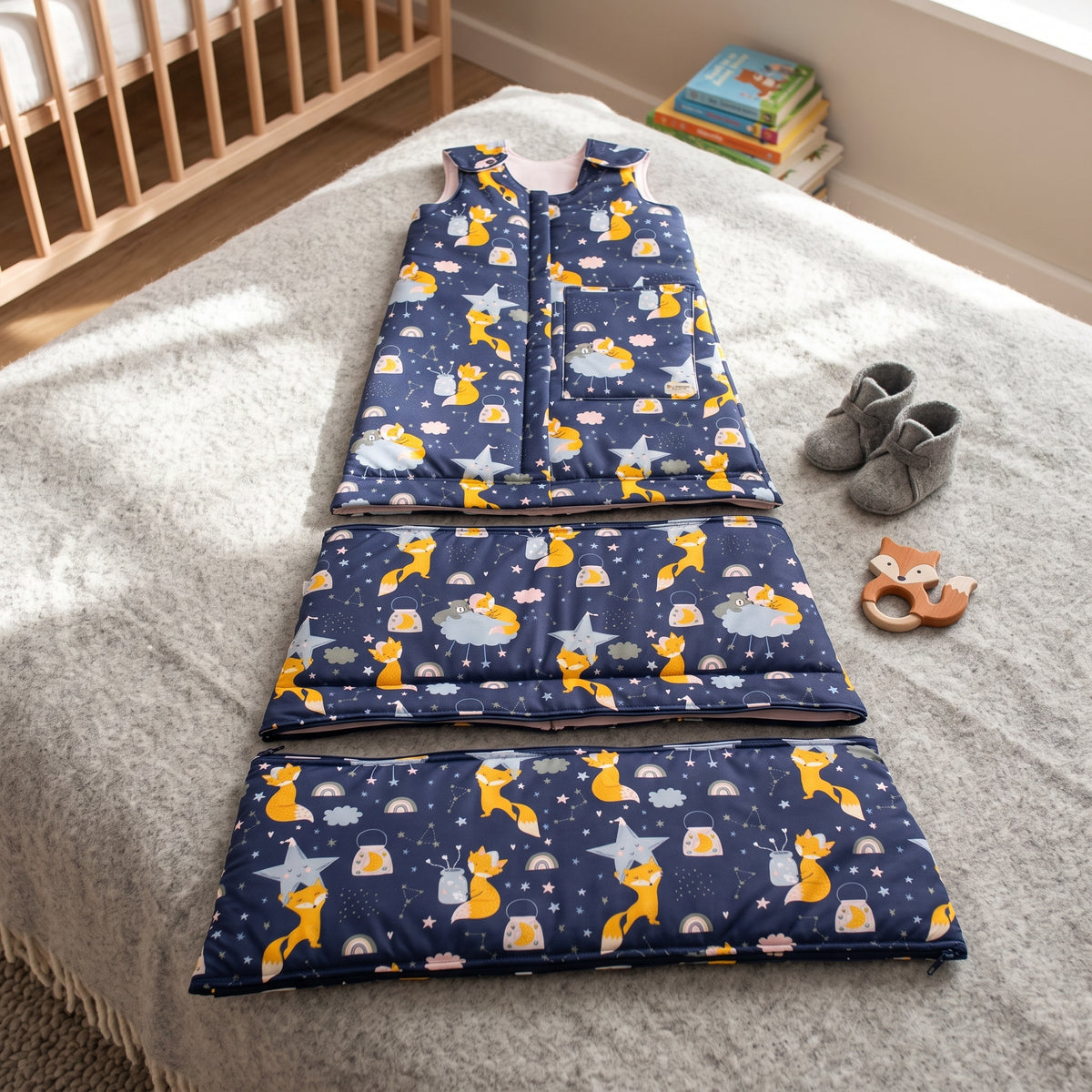 Sacco nanna evolutivo invernale Monkey Mum® 0 - 4 anni - set - Sognando con la volpe