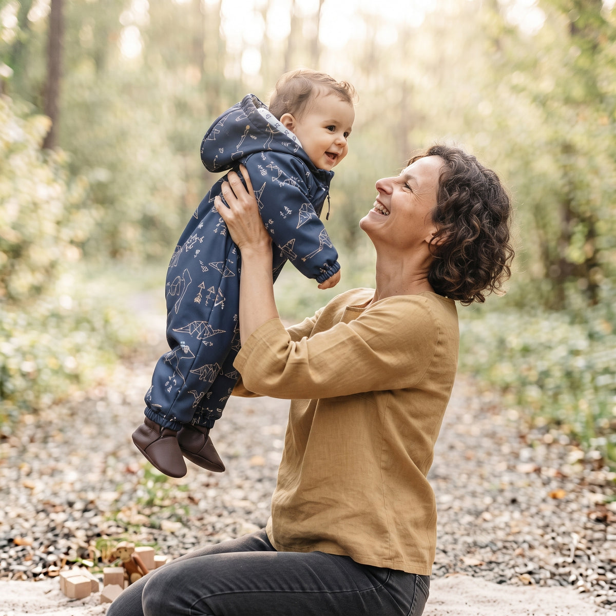 Monkey Mum® Tutina softshell con membrana –Costellazione dei dinosauri - dim. 62/68, 74/80