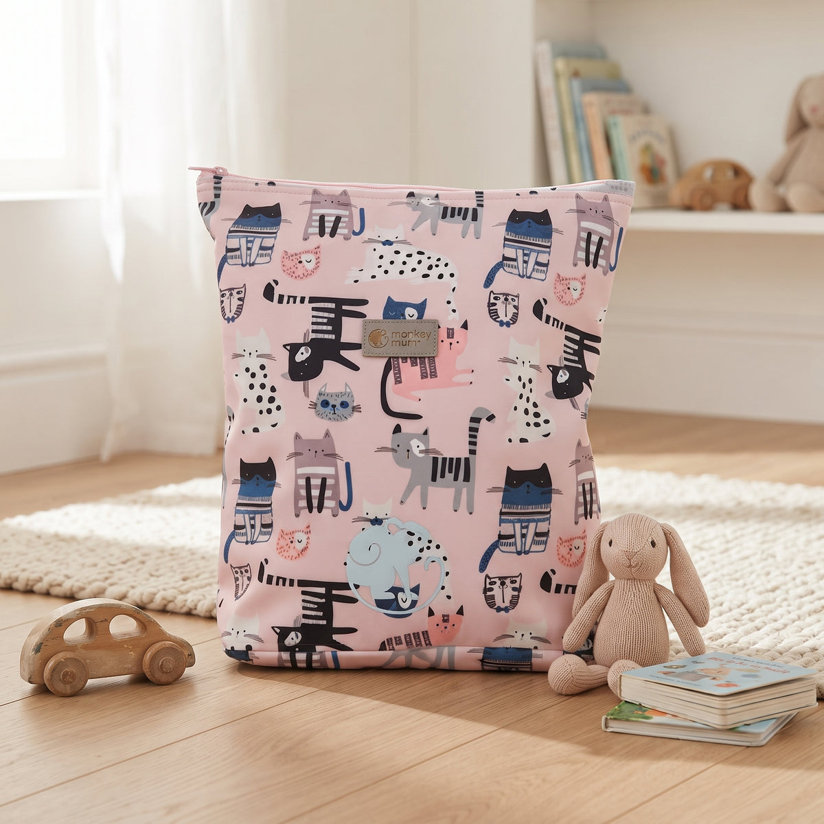 Zainetto softshell per bambini Monkey Mum® - Gattini - Rosa