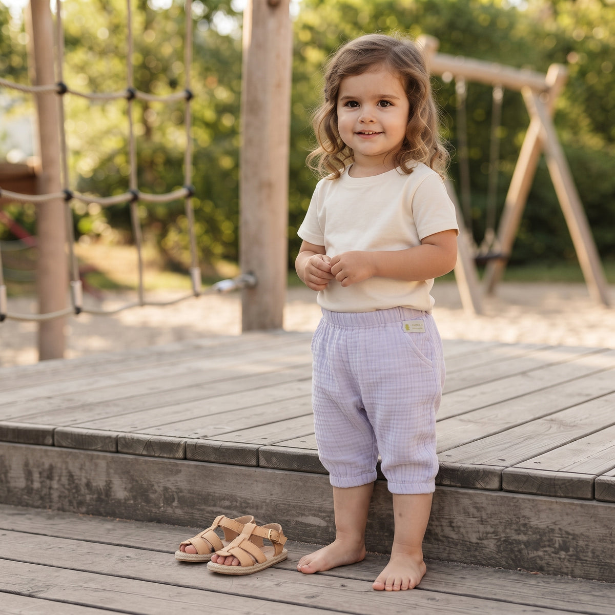 Pantaloncini in mussola Monkey Mum® - Viola