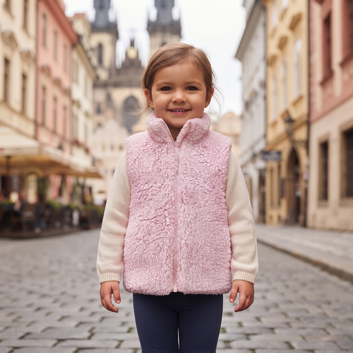 Gilet in teddy Monkey Mum® - Rosa