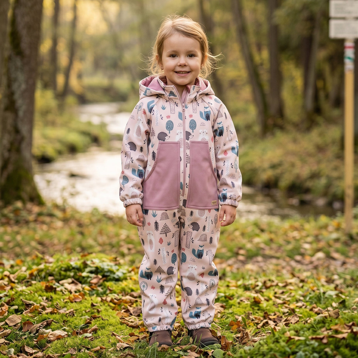 Monkey Mum® Tutina softshell con membrana – Animaletti diurni - dim. 98/104, 110/116