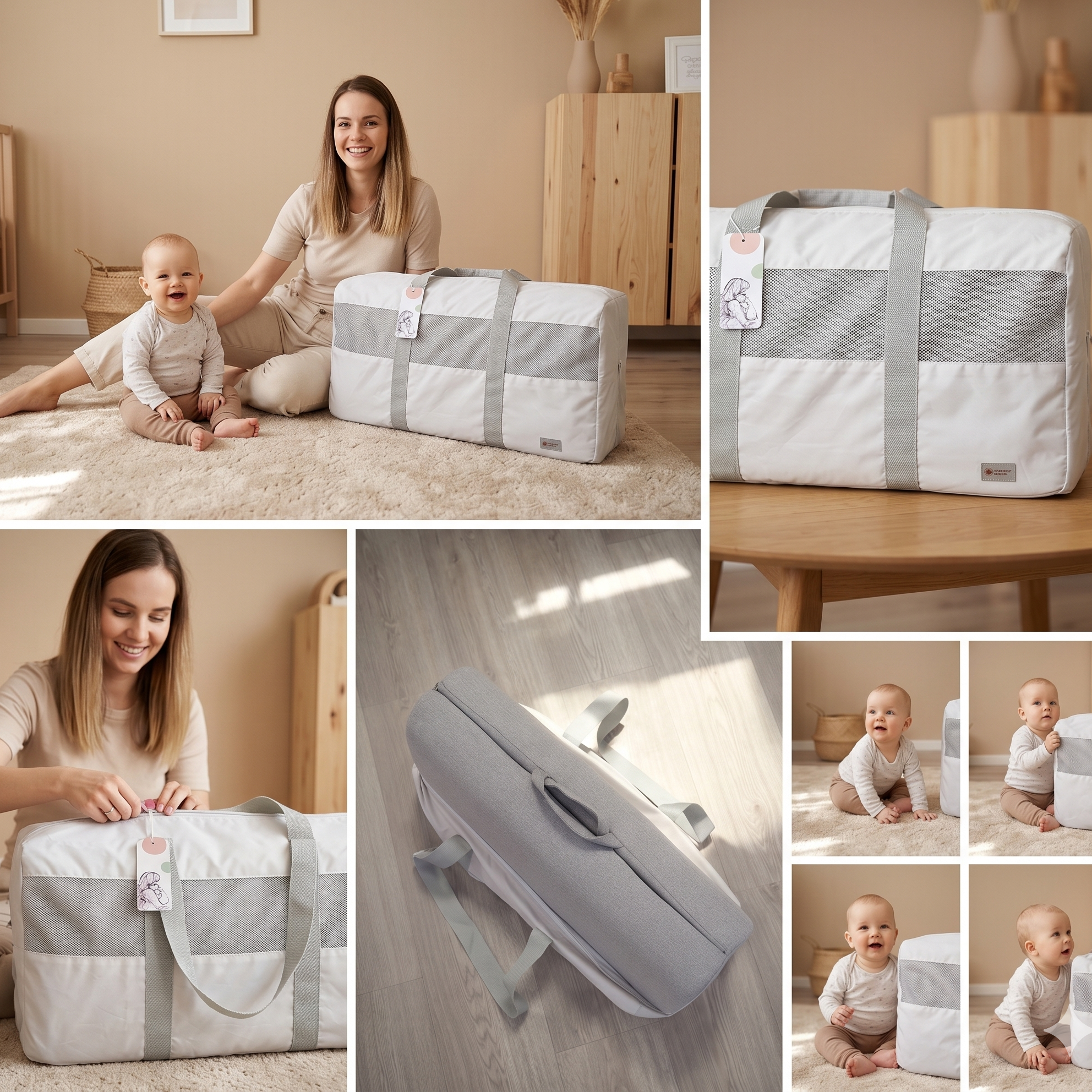 Borsa da viaggio Monkey Mum® per sponda da viaggio - grigio chiaro