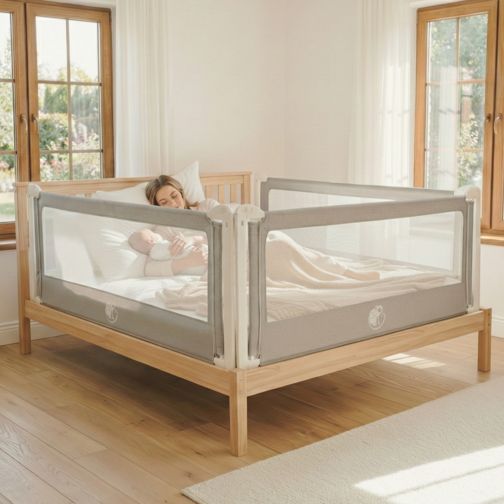 Barriera per letto Monkey Mum® Popular - grigio scuro - design - aperta