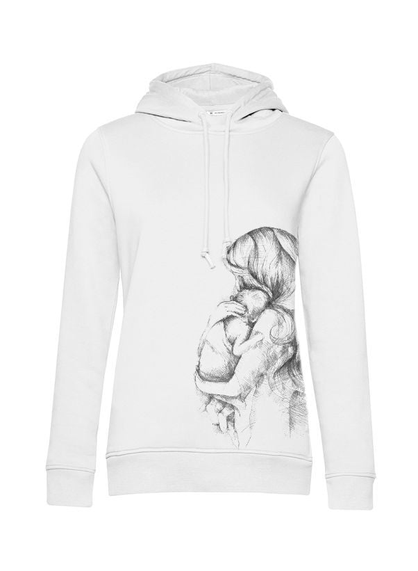 Felpa da allattamento Monkey Mum® bianca - mamma amorevole