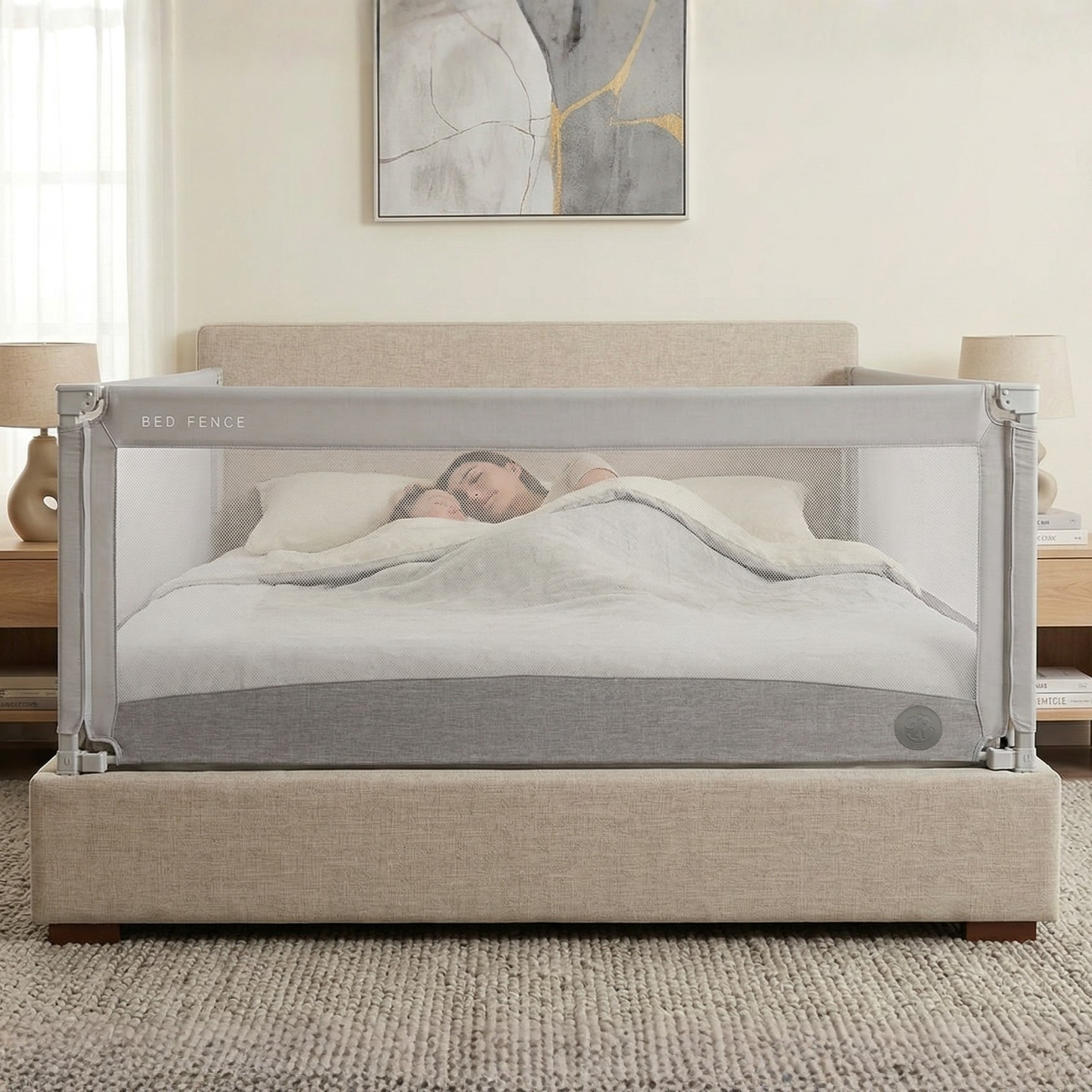 Barriera per letto Monkey Mum® Economy - grigio chiaro