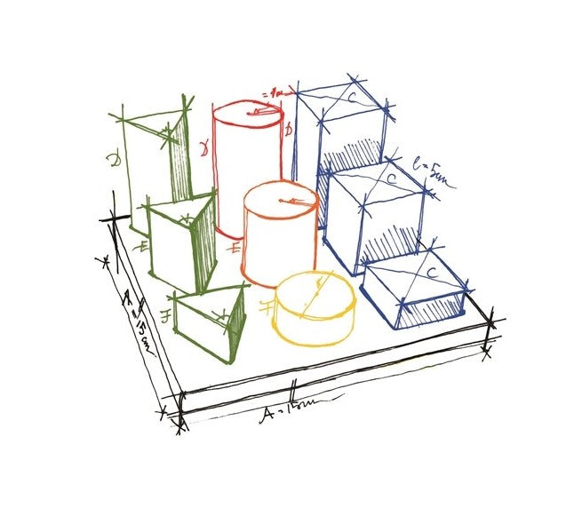 Wooden Story piatto di selezione con forme geometriche XL - Arcobaleno