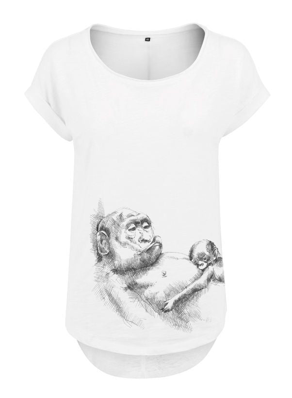 Maglietta da allattamento Monkey Mum® bianca - scimmietta