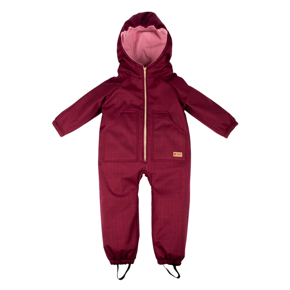 Monkey Mum® Tuta softshell invernale per bambini con interno in pile teddy - Cappuccetto Rosso bordeaux - tag. 98/104, 110/116