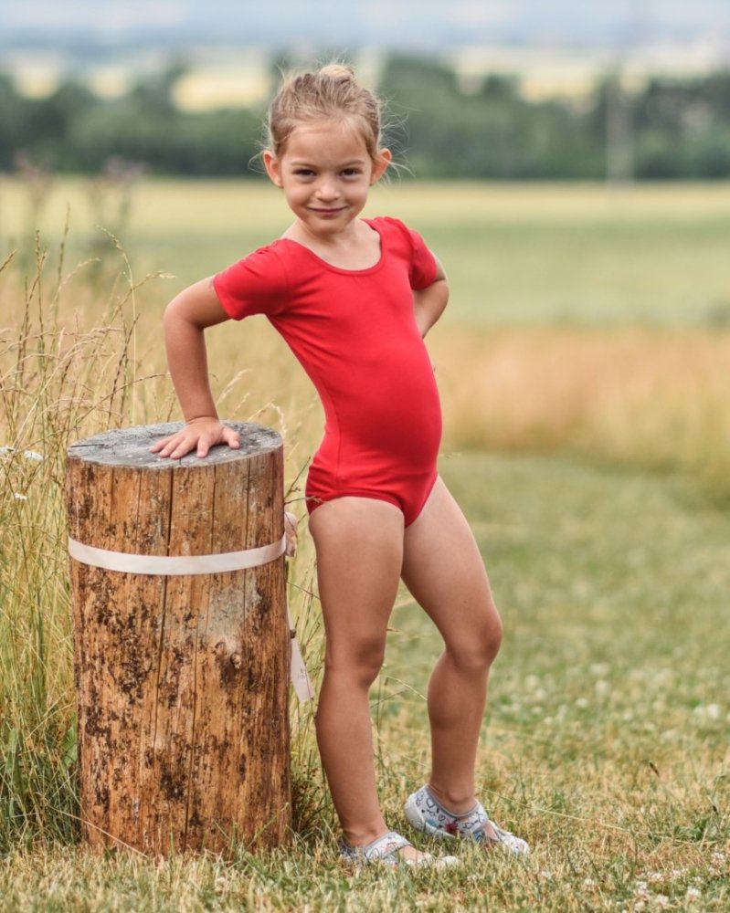 Maglia da danza classica e ginnastica per bambine, rossa