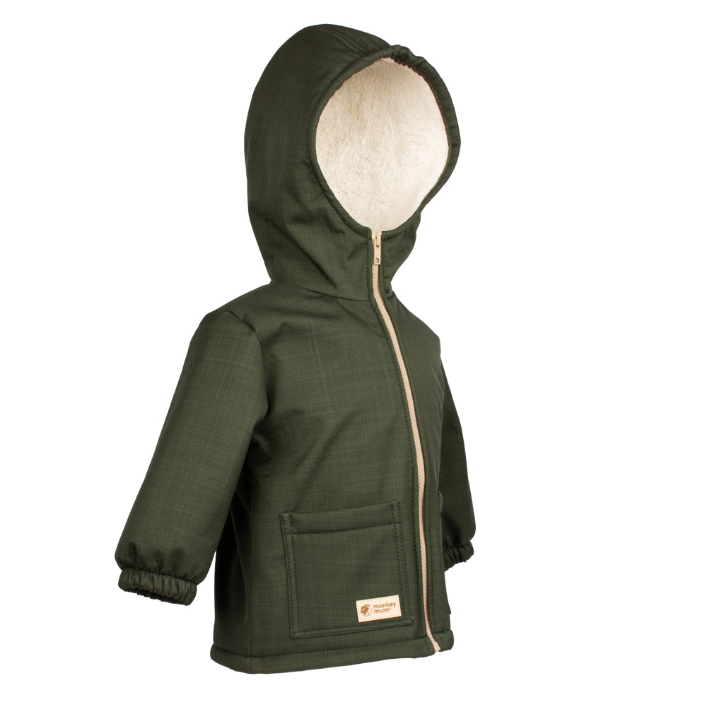 Giacca softshell invernale per bambini con pile Monkey Mum® - Cacciatorino kaki