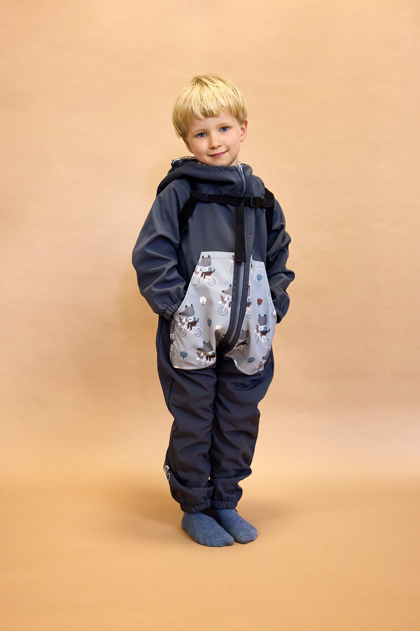 Monkey Mum® Tutina softshell con membrana – Animaletti diurni - dim. 62/68, 74/80