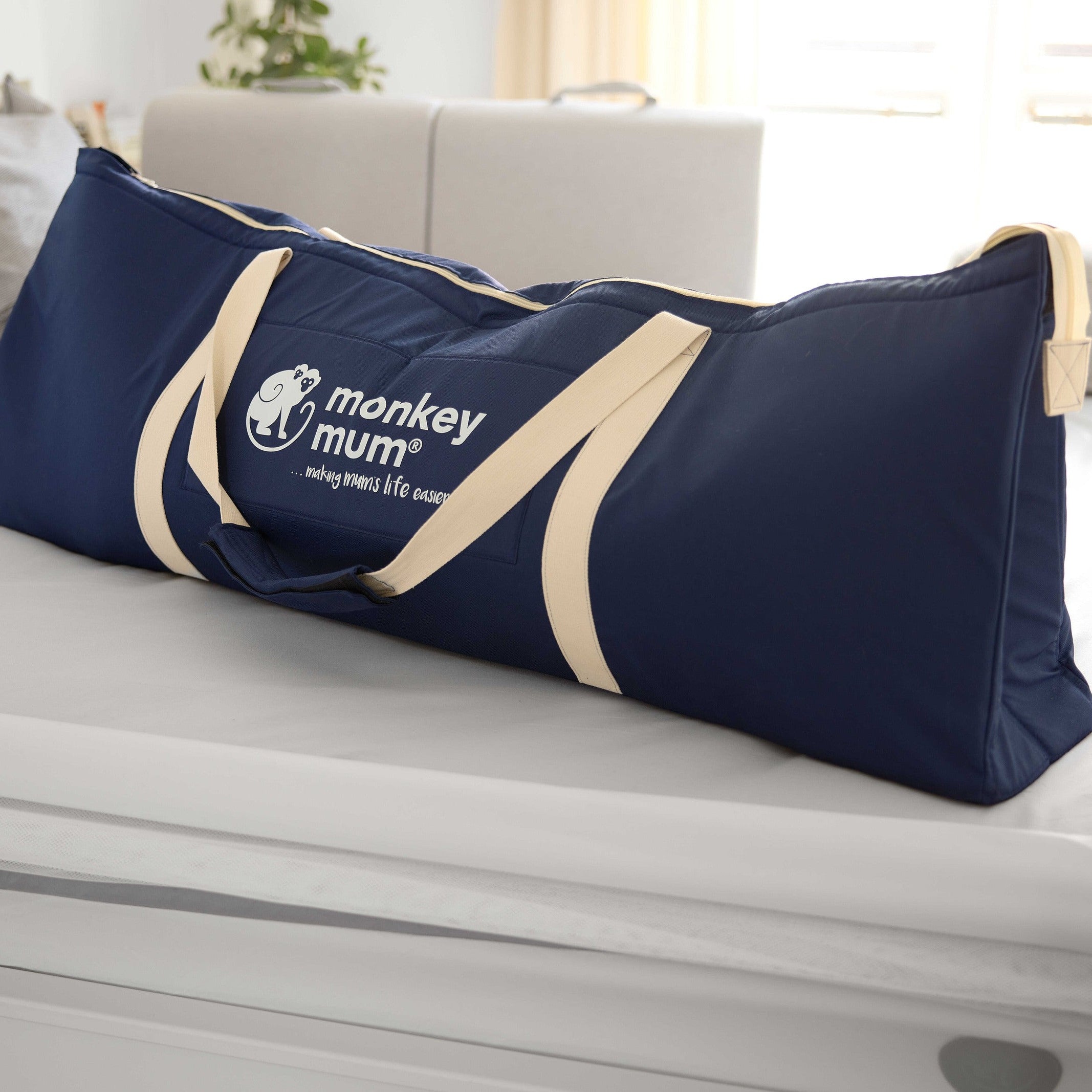 Grande borsa da viaggio Monkey Mum® per le sponde da letto - blu scuro