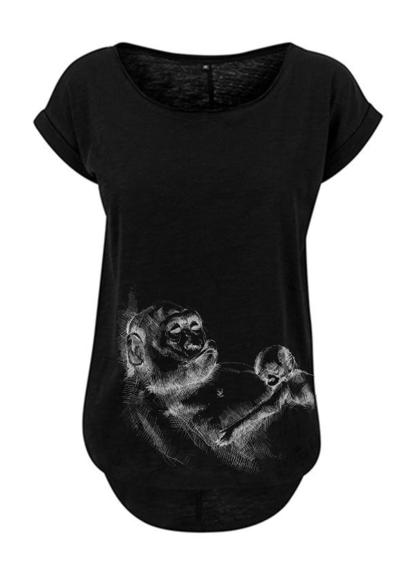 Maglietta da allattamento Monkey Mum® nera - scimmietta