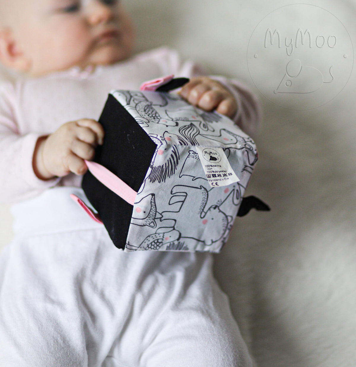 MyMoo Cubo sensoriale Busy cube - Animali di bosco/roso