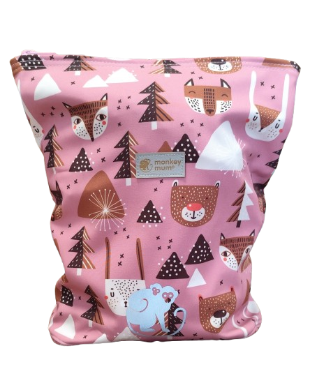 Zainetto softshell per bambini Monkey Mum® - Animaletti del bosco - Rosa