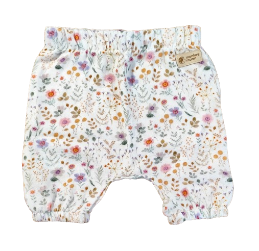 Pantaloncini in mussola Monkey Mum® - Prato in fiore