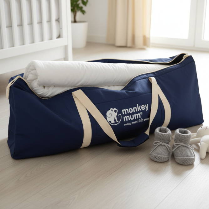 Grande borsa da viaggio Monkey Mum® per le sponde da letto - blu scuro