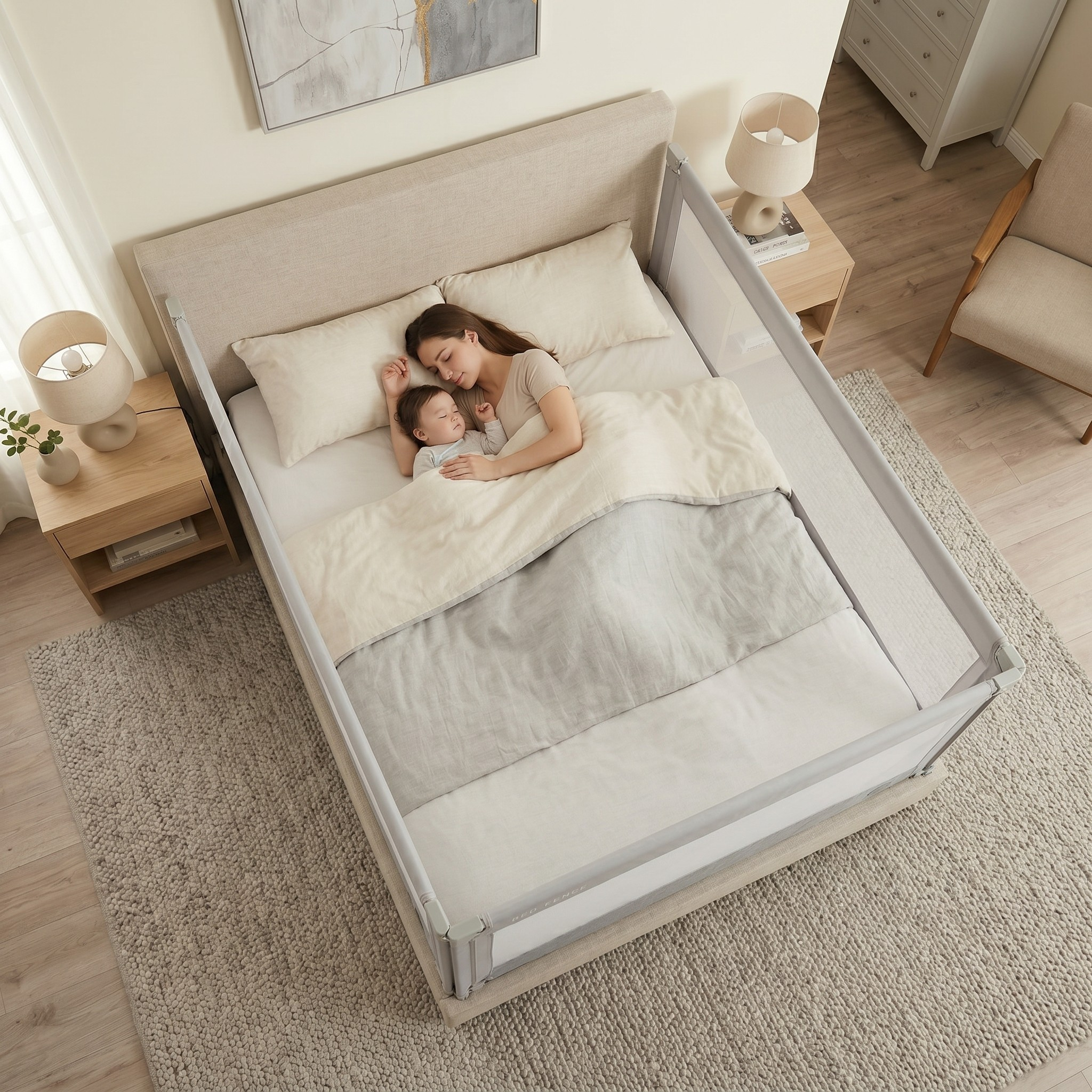 Barriera per letto Monkey Mum® Economy - grigio chiaro