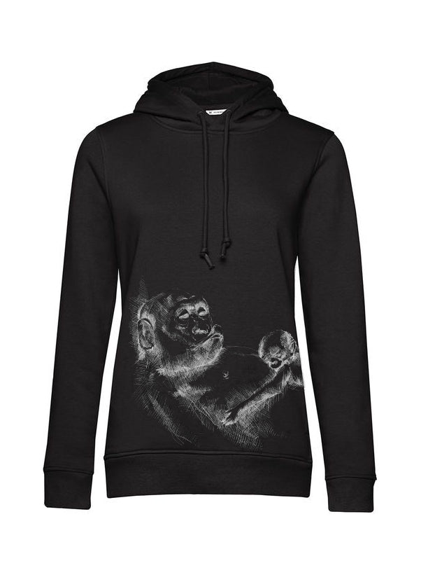 Felpa da allattamento Monkey Mum® nera - scimmietta