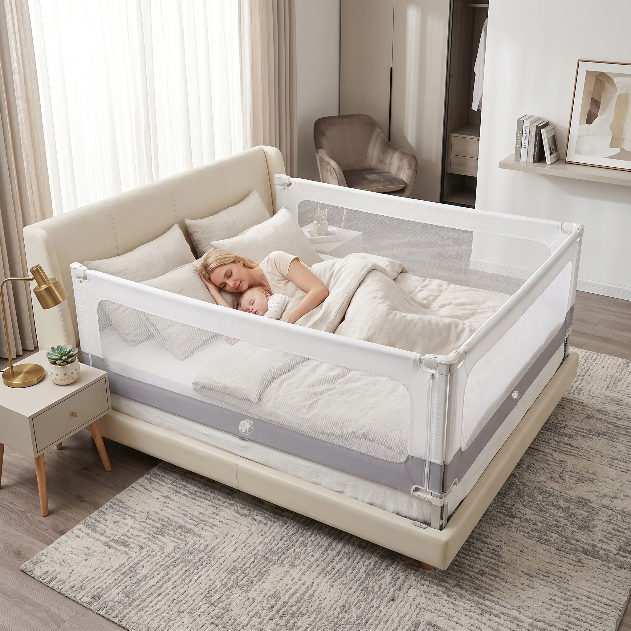 Barriera per letto e recinto Monkey Mum® 2in1 Smart - aperto