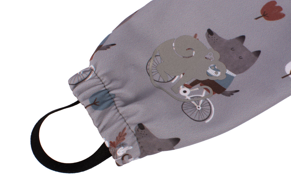 Pantaloni softshell crescenti per bambini con membrana Monkey Mum® - Lupi in bicicletta
