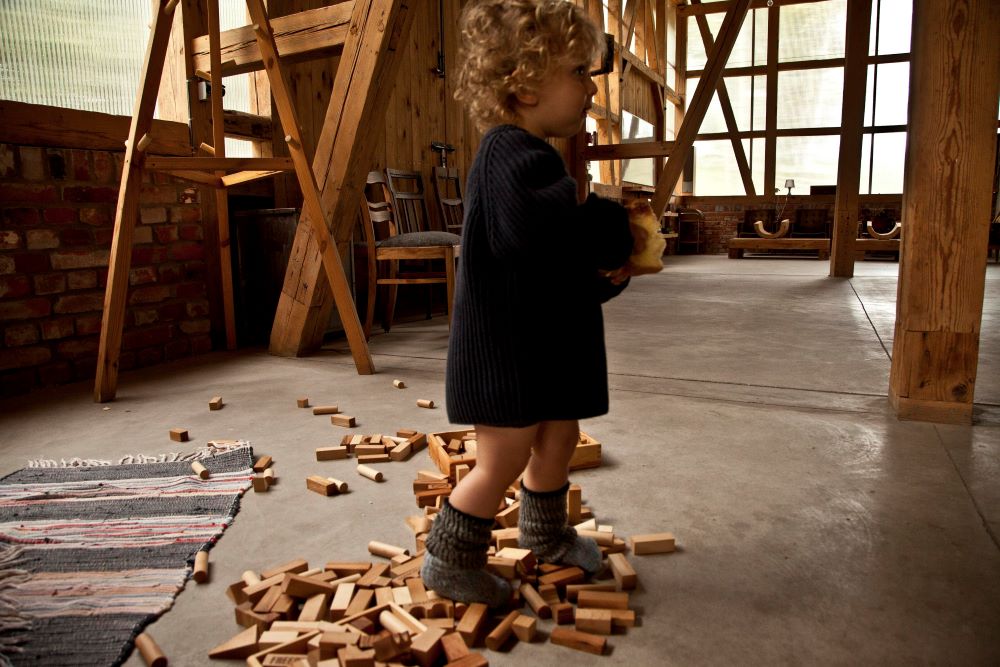 Wooden Story Cubi in sacchetto di cotone XL - 50 pezzi - Naturali