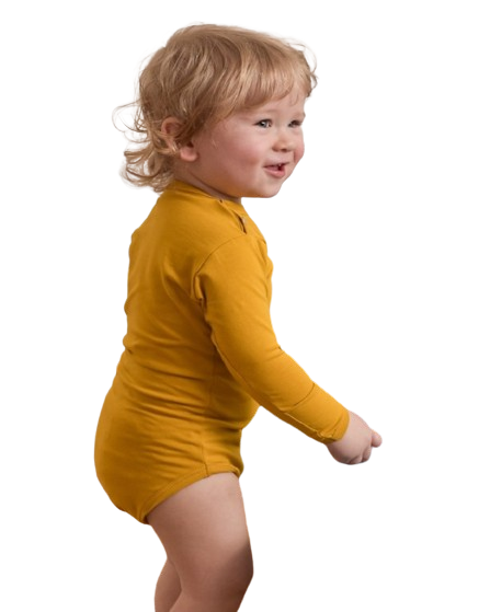 Body neonato a manica lunga - color senape - taglia 56 o 62