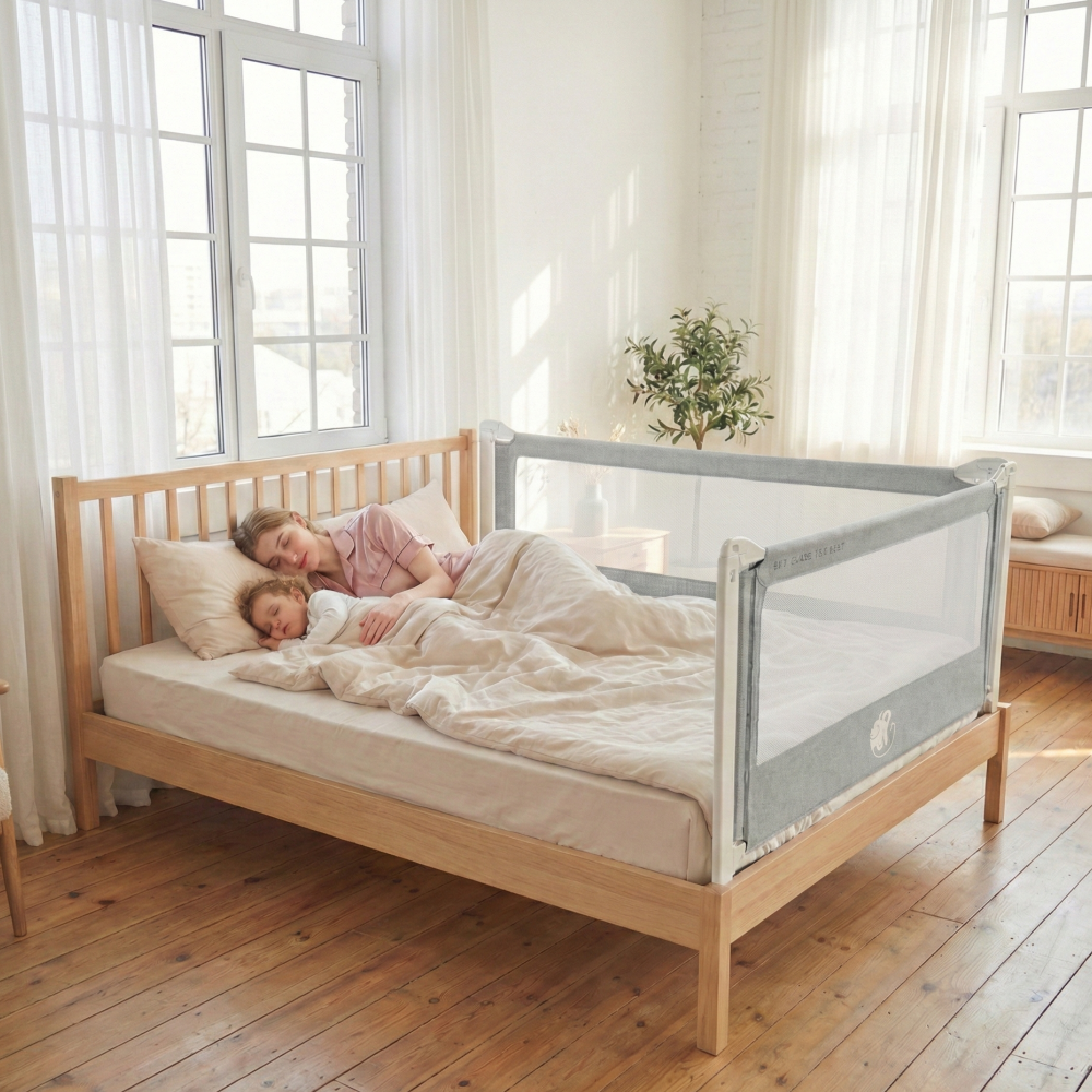 Barriera per letto Monkey Mum® Popular - grigio scuro - design - aperta