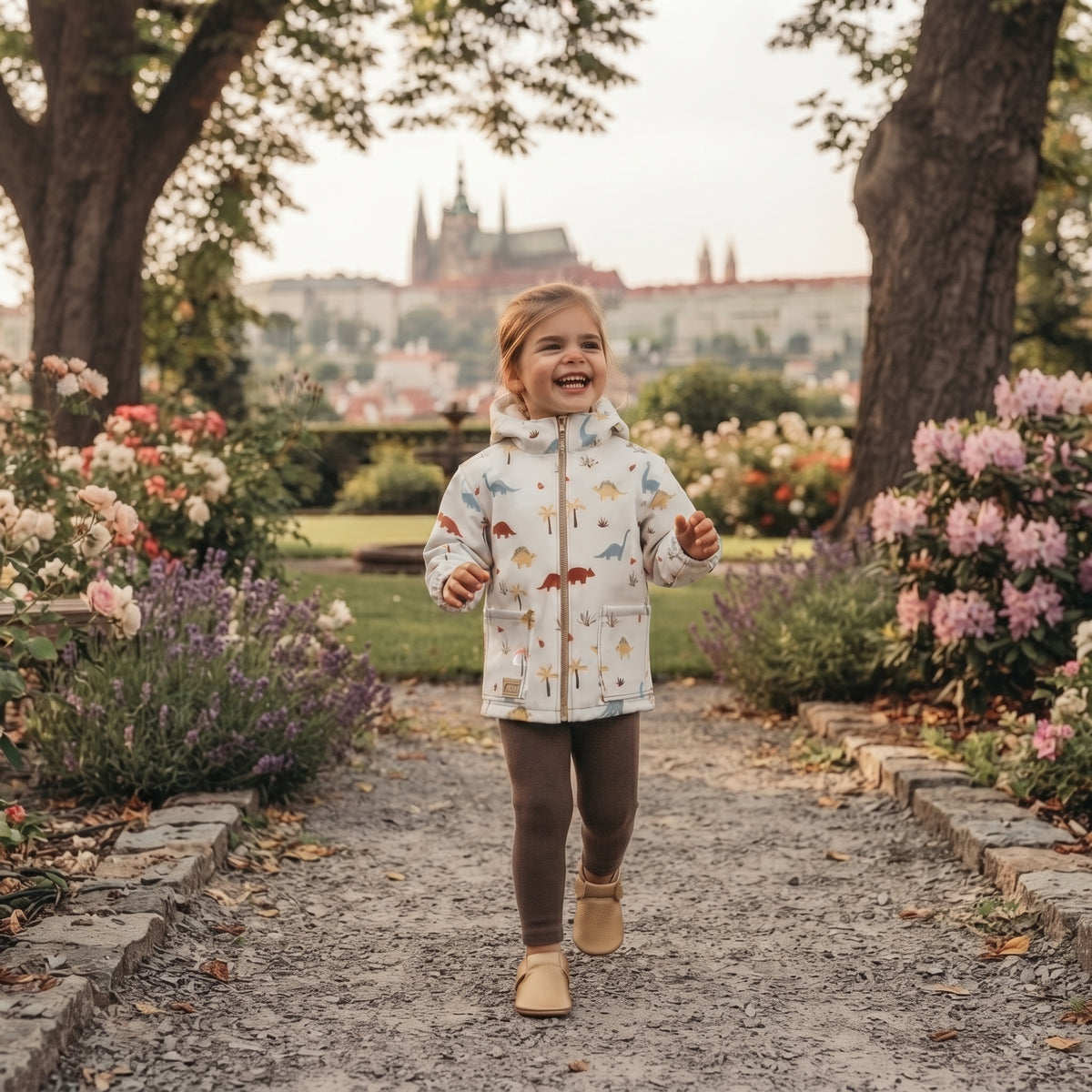 Giacca softshell per bambini con membrana Monkey Mum® - Storia di dinosauri