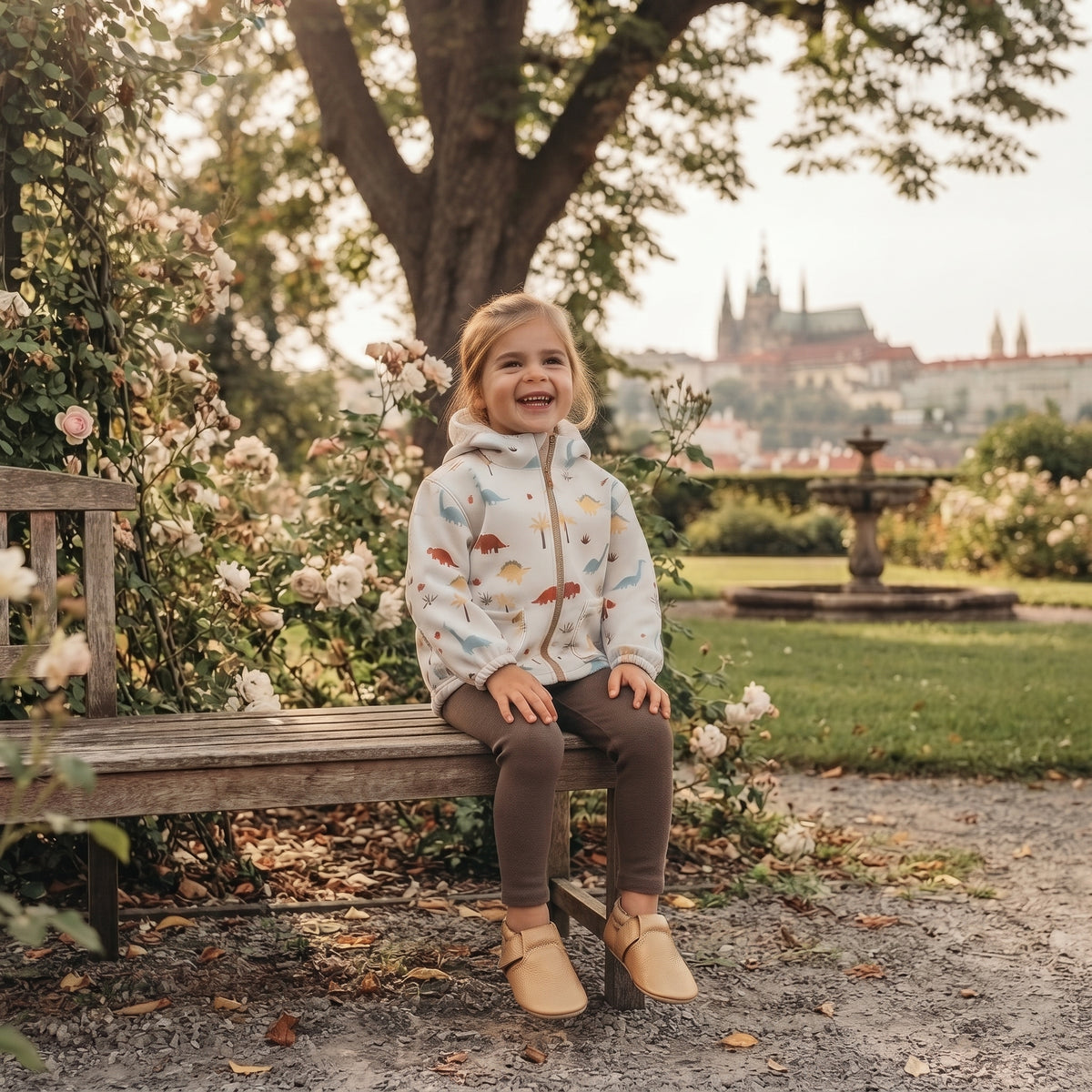 Giacca softshell per bambini con membrana Monkey Mum® - Storia di dinosauri