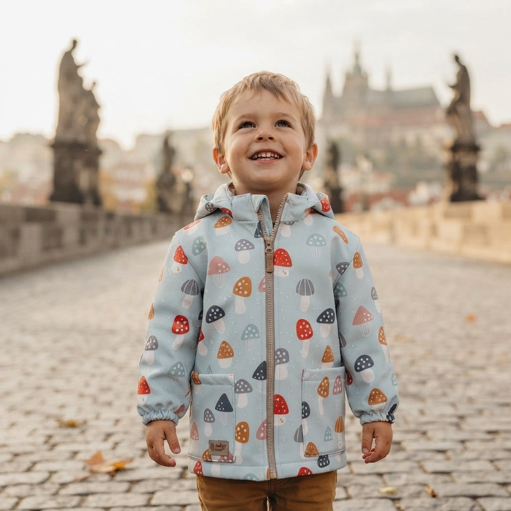 Giacca softshell per bambini con membrana Monkey Mum® - Amanite multicolori