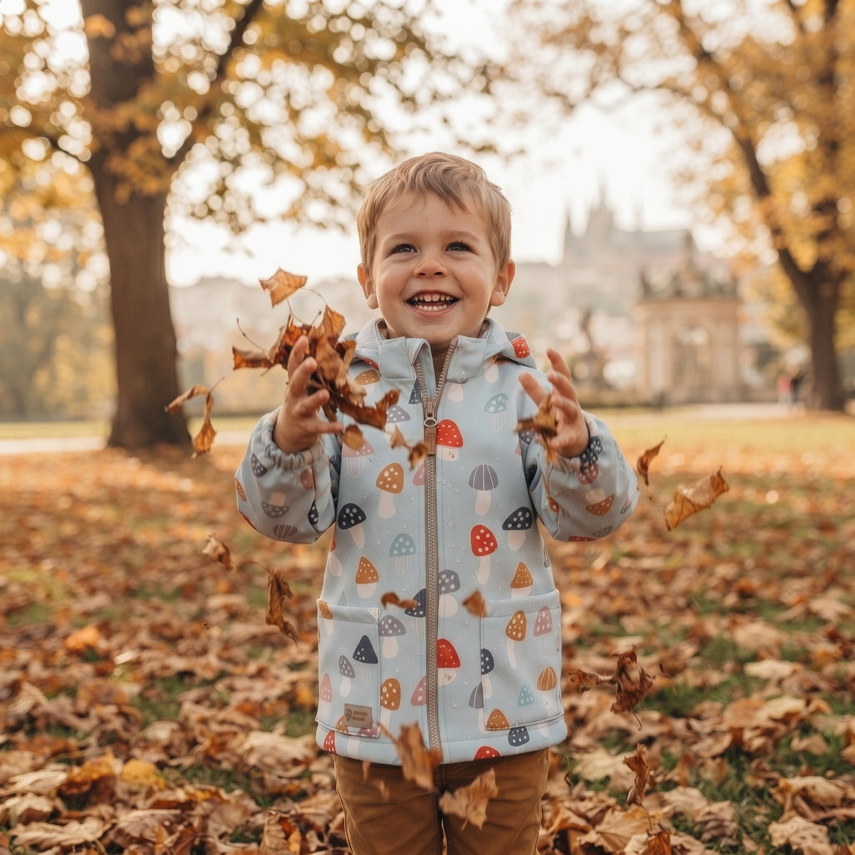 Giacca softshell per bambini con membrana Monkey Mum® - Amanite multicolori