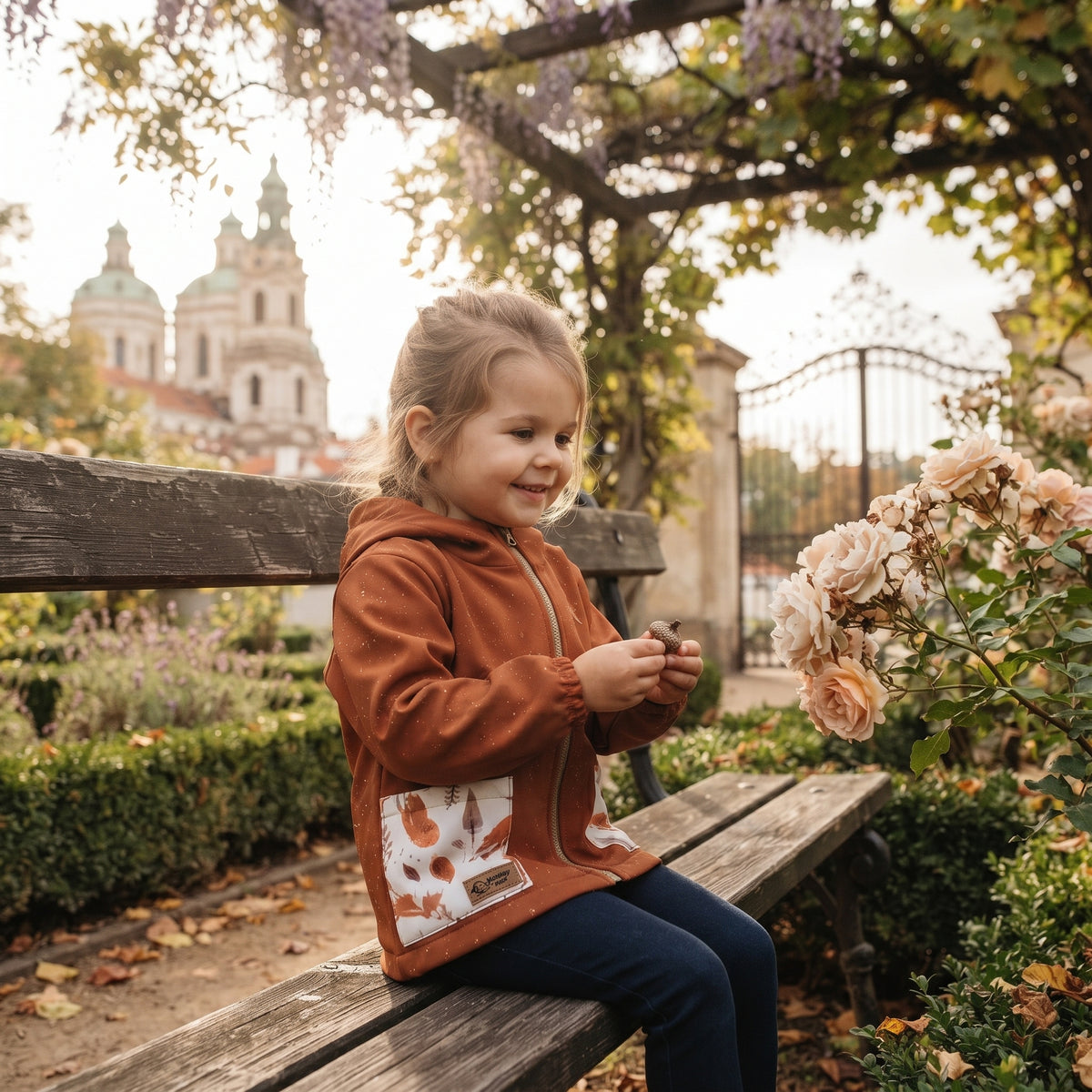 Giacca softshell per bambini con membrana Monkey Mum® - Foglie autunnali