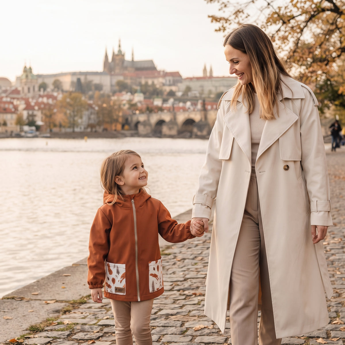 Giacca softshell per bambini con membrana Monkey Mum® - Foglie autunnali