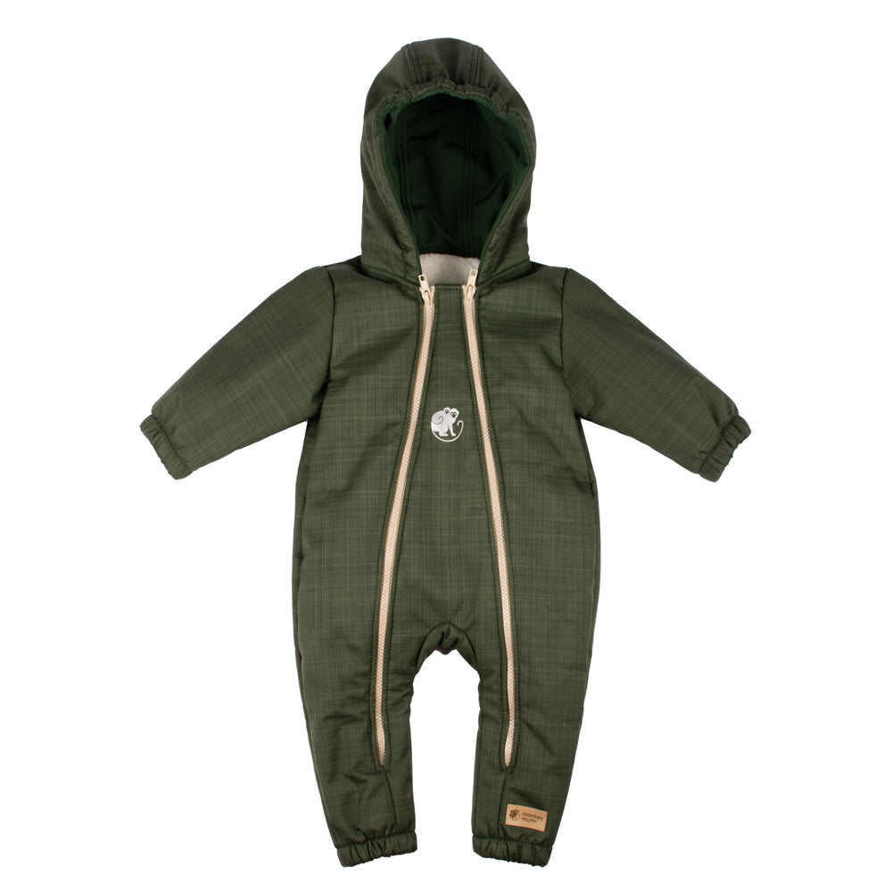 Monkey Mum® Tuta invernale softshell per bambini con pile - Cacciatorino kaki - taglia 62/68, 74/80