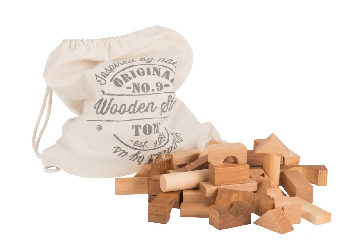 Wooden Story Dadi in sacchetto di cotone - 60 pz - Naturale