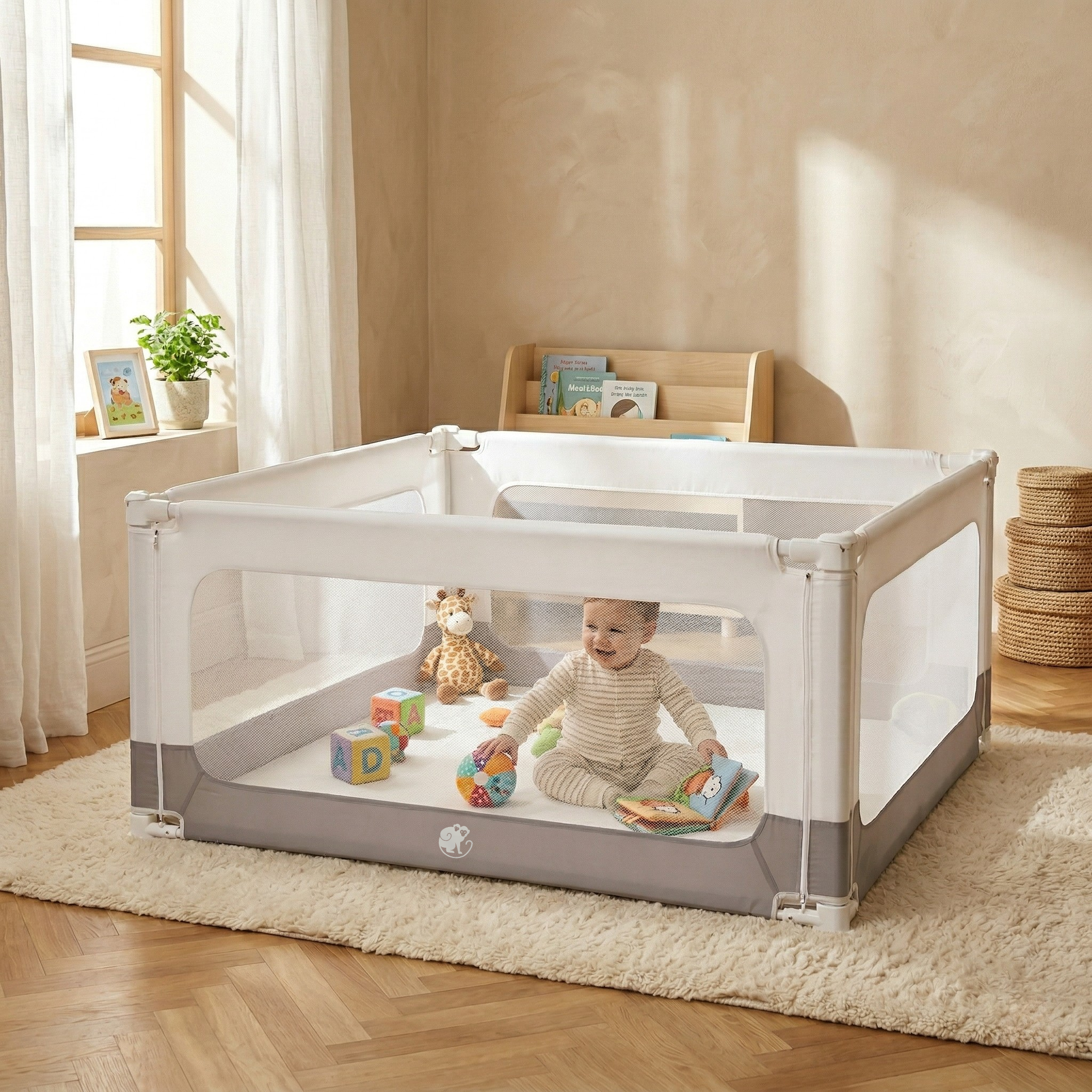 Barriera per letto e recinto Monkey Mum® 2in1 Smart - aperto
